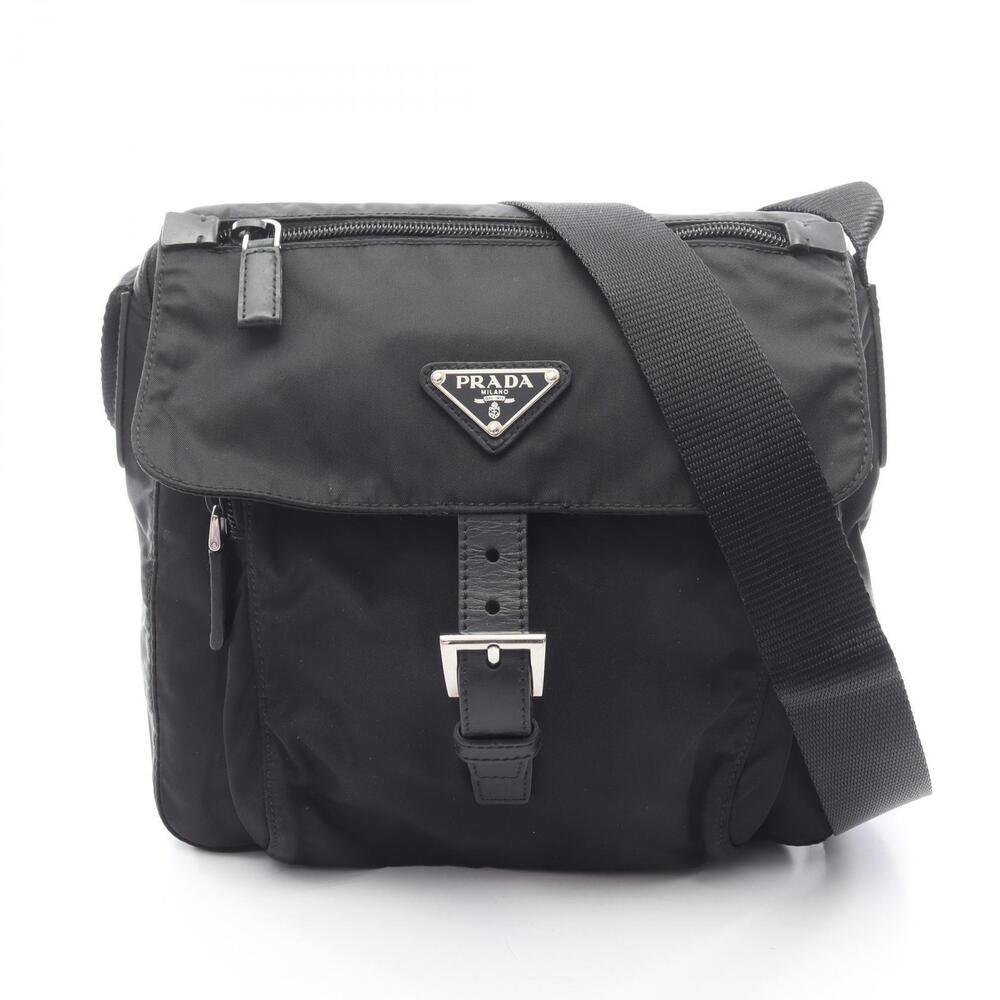 Prada VELA Shoulder Bag Leather Black